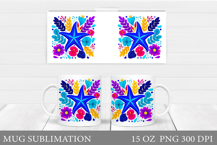 Starfish Mug Wrap Design. Starfish Sublimation