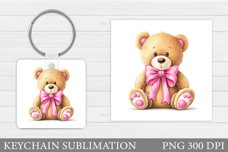 Cute Bear Keychain Design. Cute Bear Sublimation