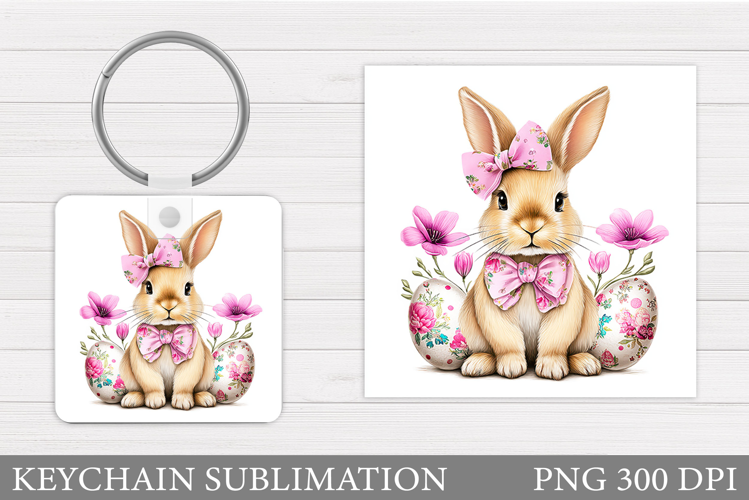 Easter Bunny Keychain Design. Easter Keychain Sublimation
