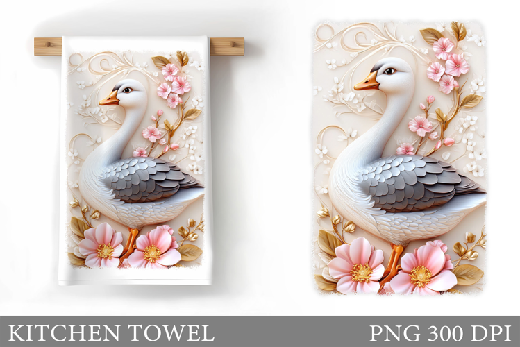 Cute Goose Kitchen Towel Design. Goose Flowers Kitchen Towel