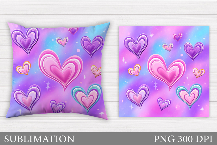 Hearts Pillow Sublimation. Valentines Pillow Design