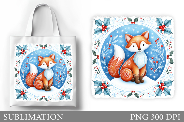 Christmas Fox Tote Bag. Christmas Tote Bag Sublimation