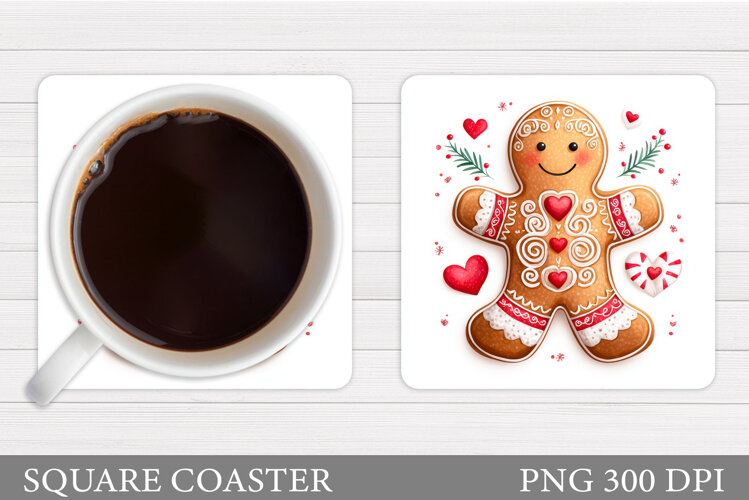 Gingerbread Coaster Design. Christmas Coaster Sublimation example image 1