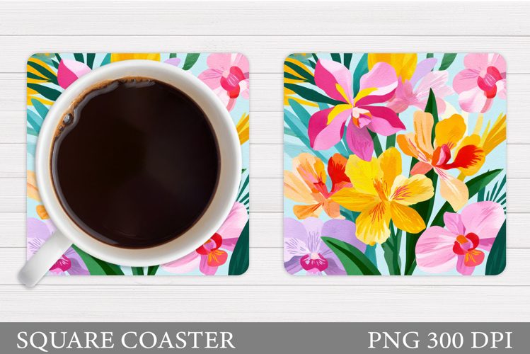 Floral Coaster Design. Flowers Coaster Sublimation