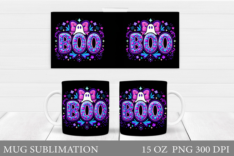 Boo Mug Sublimation. Halloween Mug Design
