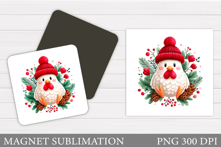 Christmas Chicken Magnet. Christmas Magnet Sublimation
