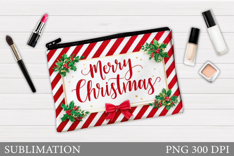 Merry Christmas Cosmetics Bag. Christmas Tree Makeup Bag