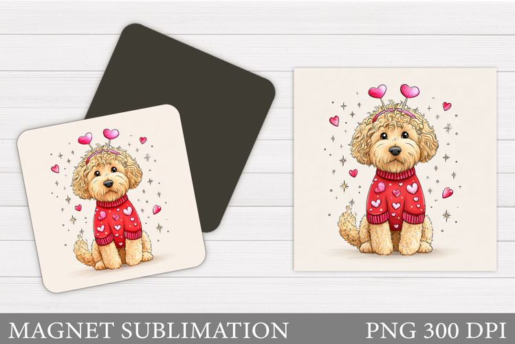 Valentines Dog Magnet. Valentines Magnet Sublimation