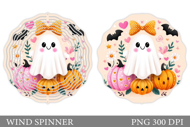 Cute Ghost Wind Spinner Design. Cute Halloween Wind Spinner example image 1