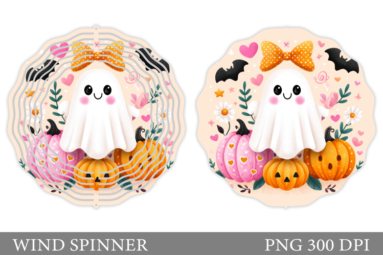 Cute Ghost Wind Spinner Design. Cute Halloween Wind Spinner