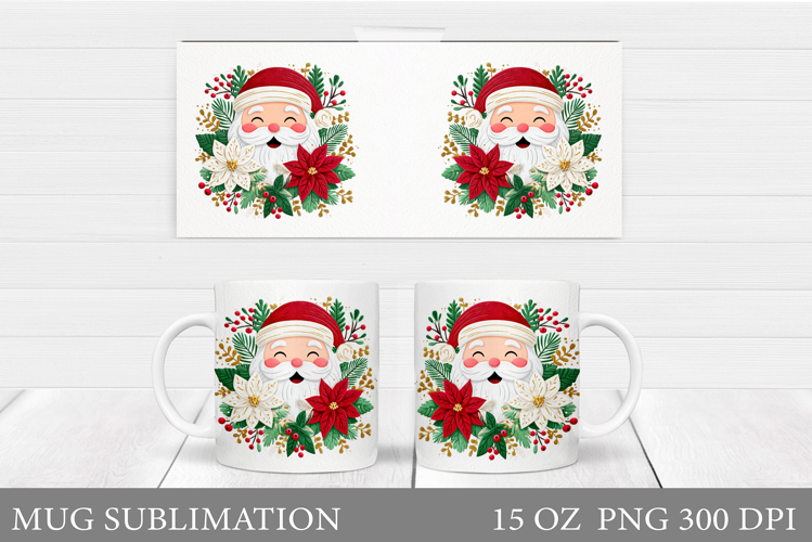 Santa Claus Mug Design. Christmas Mug Sublimation
