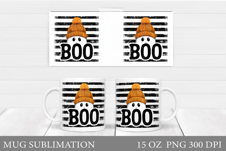 Cute Ghost Mug Sublimation. Halloween Mug Design