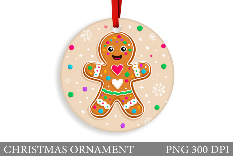 Gingerbread Christmas Ornament. Cute Raccoon Sublimation