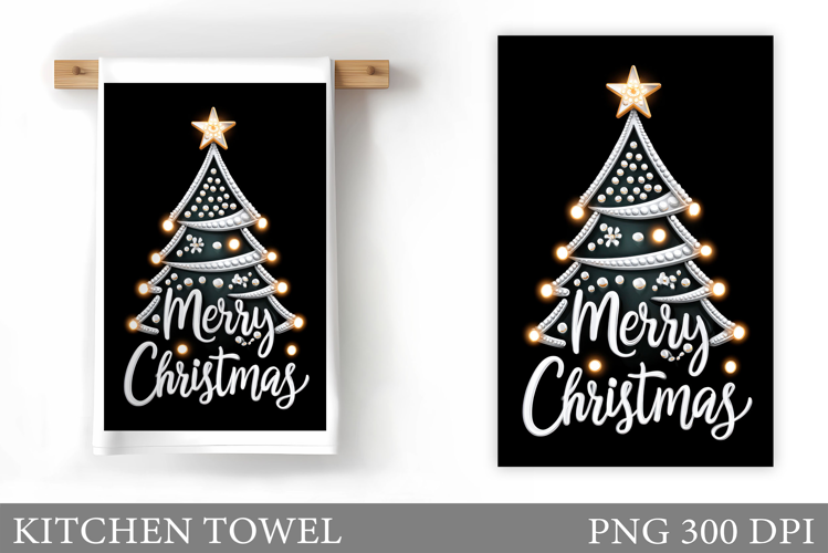 Christmas Tree Kitchen Towel. Christmas Deer Kitchen Towel