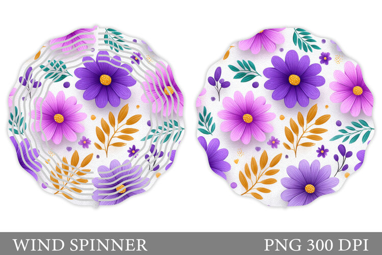 Floral Wind Spinner Sublimation. Flowers Wind Spinner Design example image 1