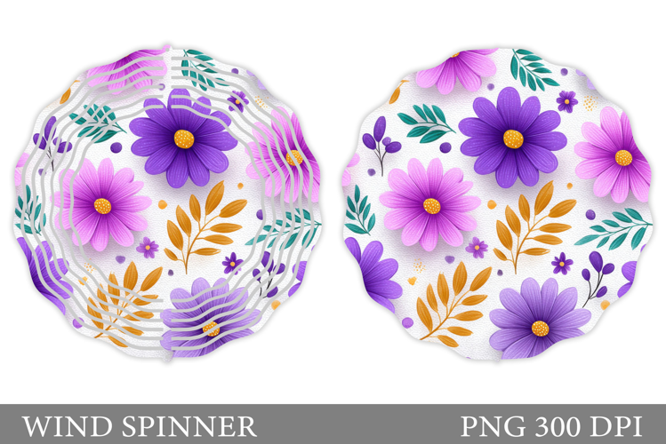 Floral Wind Spinner Sublimation. Flowers Wind Spinner Design