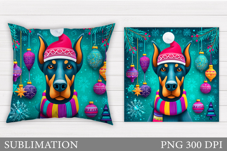 Christmas Dog Pillow Design. Christmas Pillow Sublimation