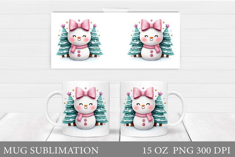 Cute Snowman Mug Design. Christmas Mug Sublimation