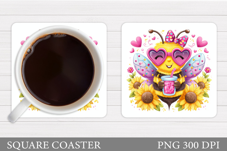 Cute Bee Coaster Design. Cute Bee Sublimation