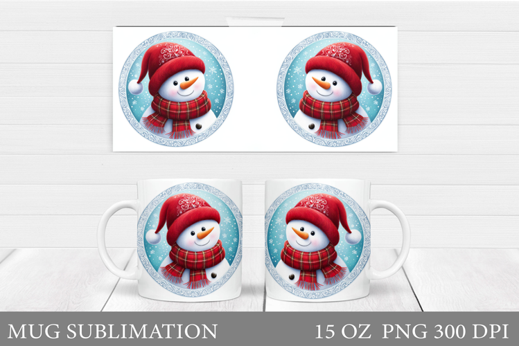 Cute Snowman Mug Design. Christmas Mug Sublimation