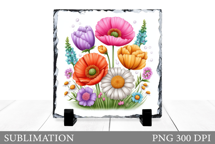 Flowers Sublimation. Wildflowers Slate Sublimation