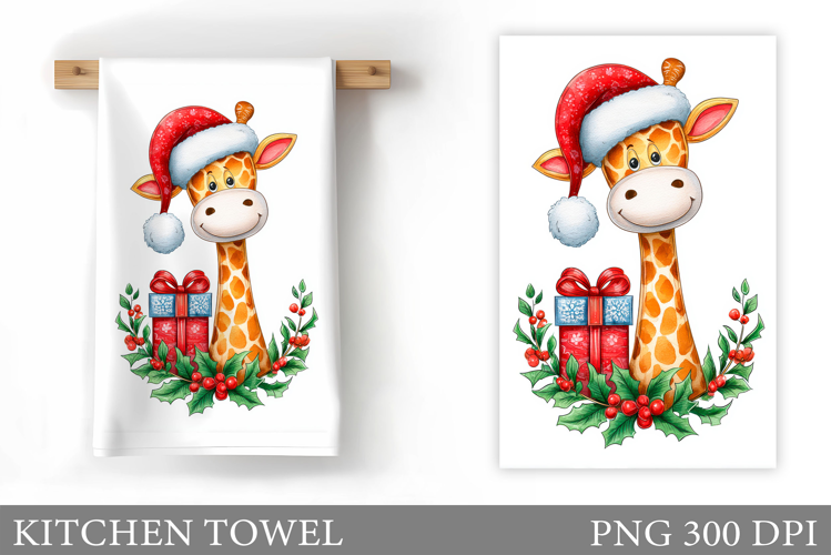 Cute Giraffe Kitchen Towel. Christmas Kitchen Towel Design