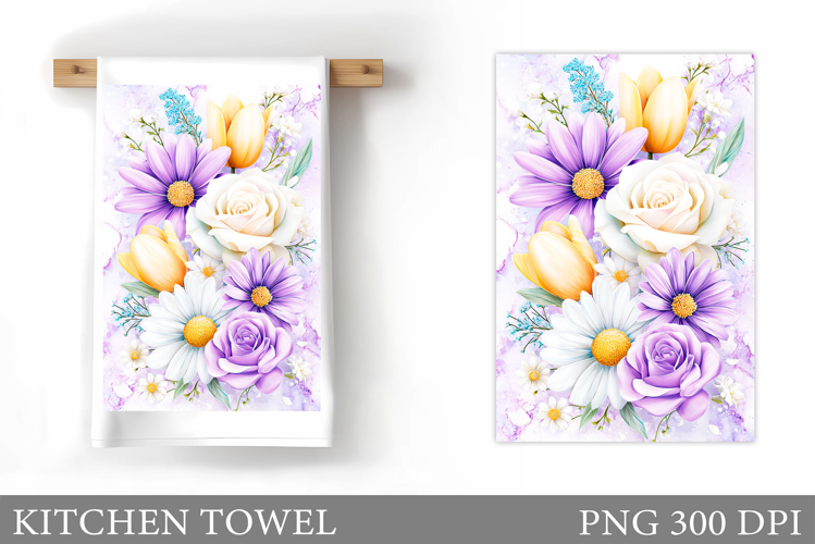 Flowers Kitchen Towel. Floral Kitchen Towel Sublimation