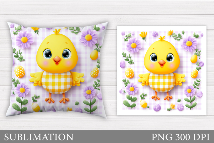 Easter Chick Pillow Sublimation. Easter Pillow Design