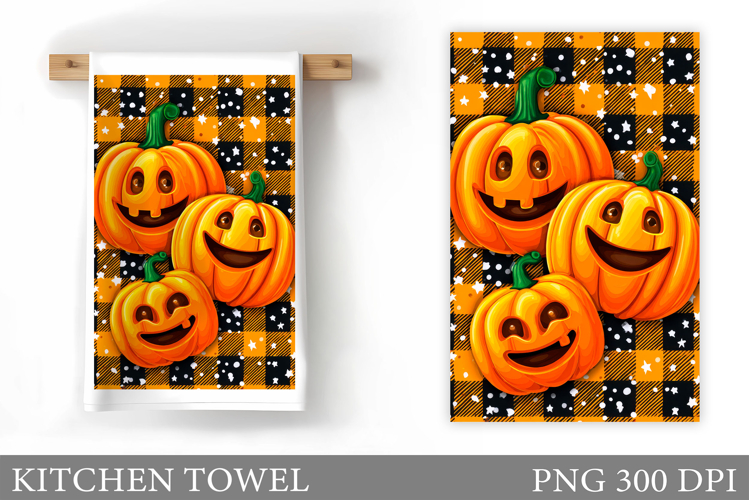 Cute Pumpkin Kitchen Towel. Halloween Kitchen Towel Design