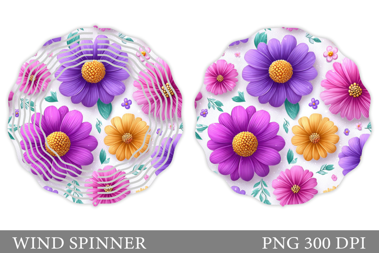Flowers Wind Spinner Design. Floral Wind Spinner Sublimation