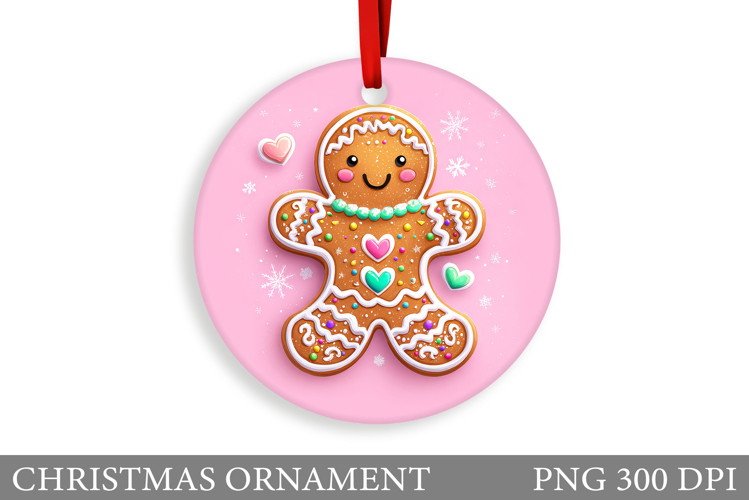 Gingerbread Christmas Ornament. Cute Raccoon Sublimation