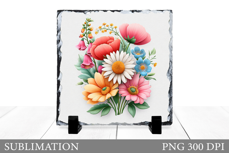 Wildflowers Slate Bag Sublimation. Flowers Sublimation