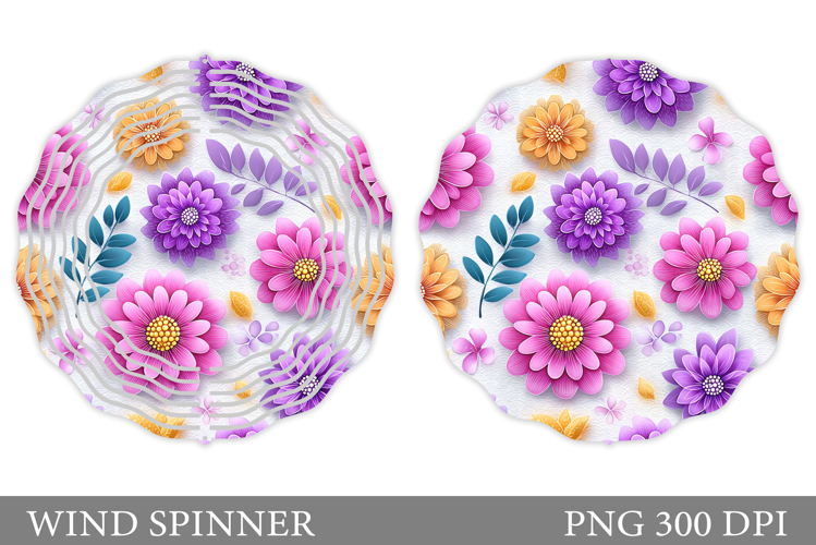 Flowers Wind Spinner Design. Floral Wind Spinner Sublimation