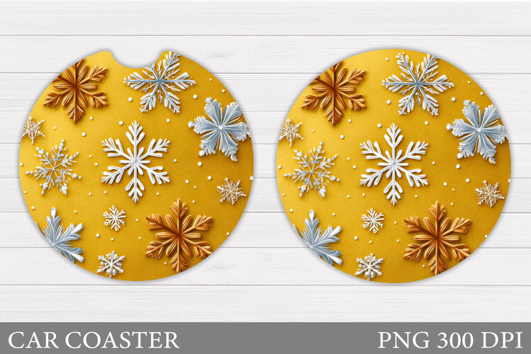 Snowflakes Car Coaster Design. Christmas Car Coaster example image 1