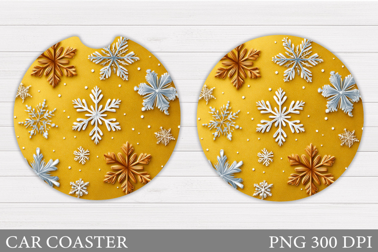 Snowflakes Car Coaster Design. Christmas Car Coaster