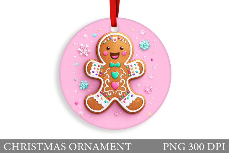 Gingerbread Christmas Ornament. Cute Raccoon Sublimation