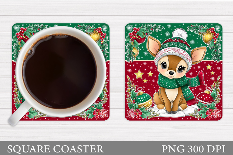 Christmas Deer Coaster Design. Christmas Coaster Sublimation