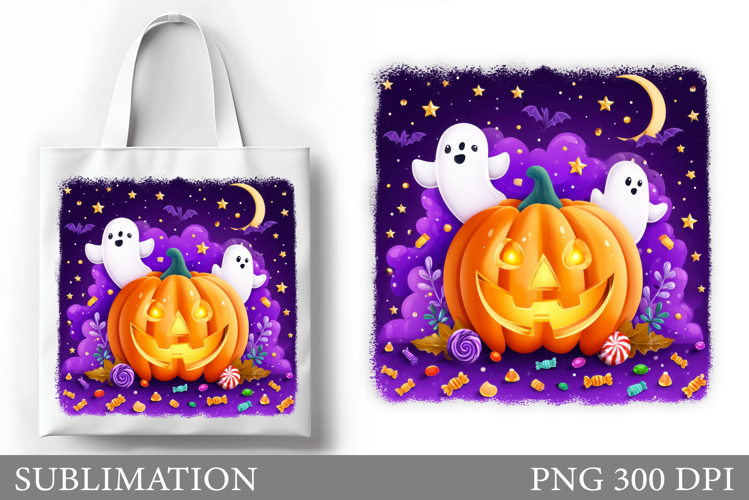 Halloween Tote Bag Design. Halloween Pumpkin Sublimation
