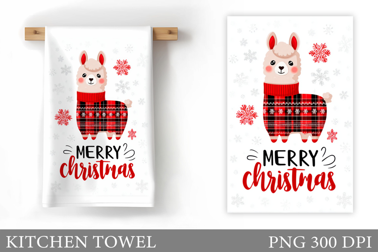 Christmas Lama Kitchen Towel. Christmas Kitchen Towel Design