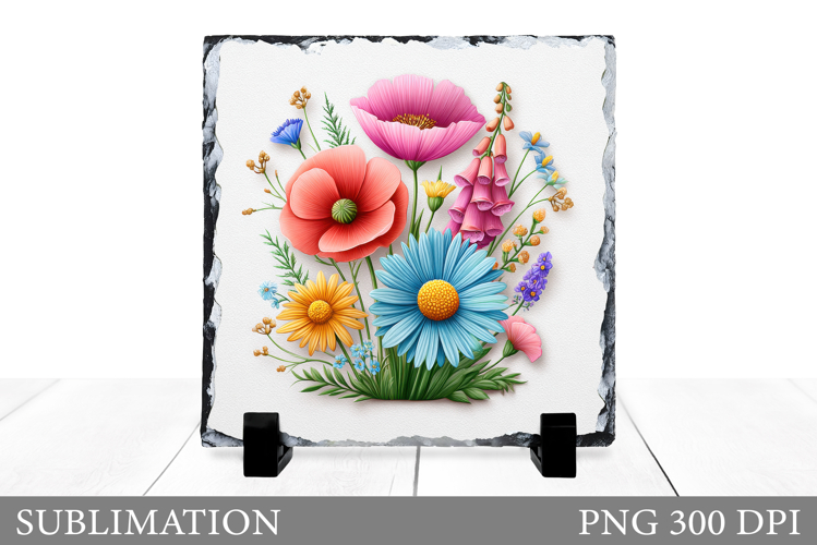 Wildflowers Slate Bag Sublimation. Flowers Sublimation