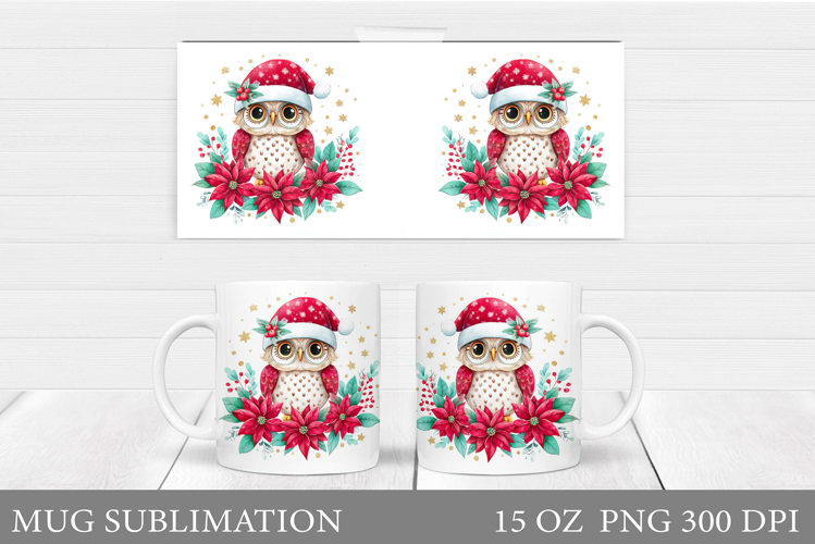 Christmas Owl Mug Design. Christmas Mug Sublimation
