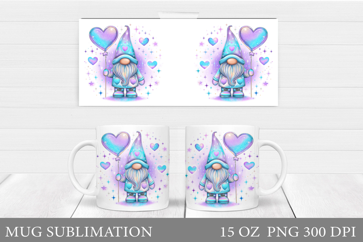 Iridescent Gnome Mug. Valentines Gnome Mug Design
