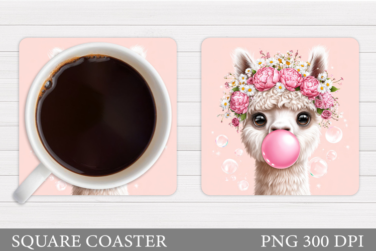 Cute Lama Coaster Design. Lama Sublimation