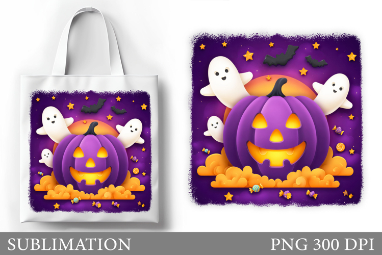 Halloween Pumpkin Sublimation. Cute Pumpkin Tote Bag Design