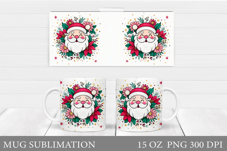 Santa Claus Mug Design. Christmas Mug Sublimation