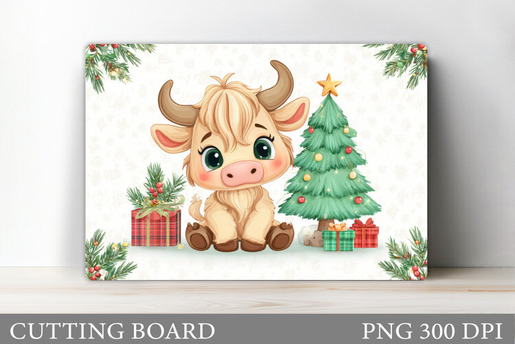 Christmas Cow Cutting Board. Christmas Cutting Board example image 1
