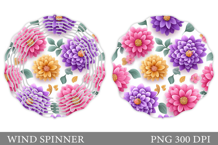 Floral Wind Spinner Sublimation. Flowers Wind Spinner Design example image 1