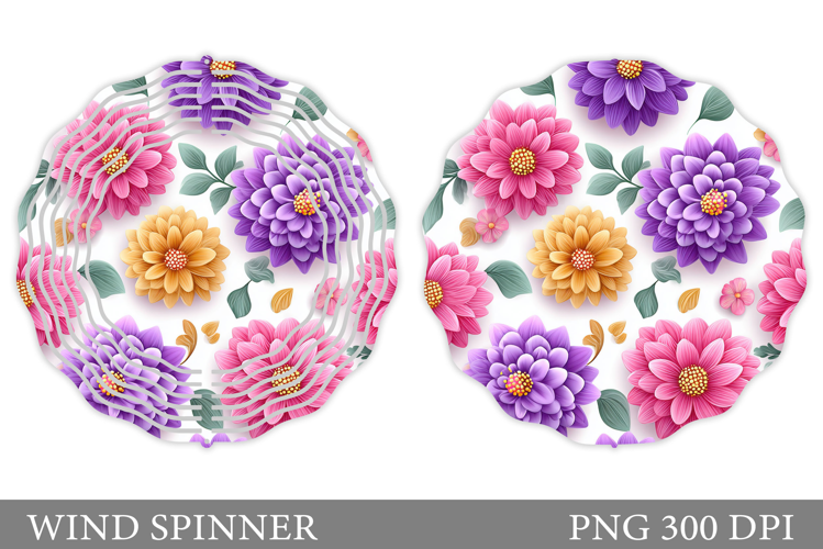 Floral Wind Spinner Sublimation. Flowers Wind Spinner Design