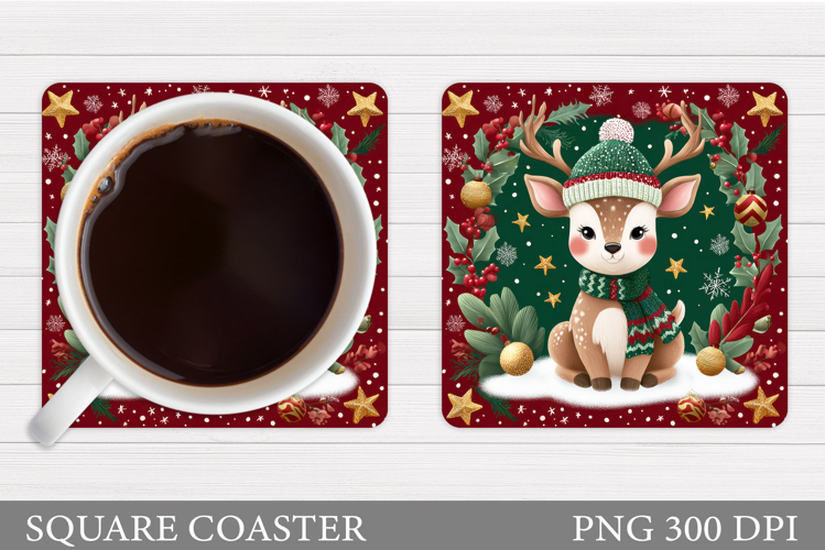 Christmas Deer Coaster Design. Christmas Coaster Sublimation