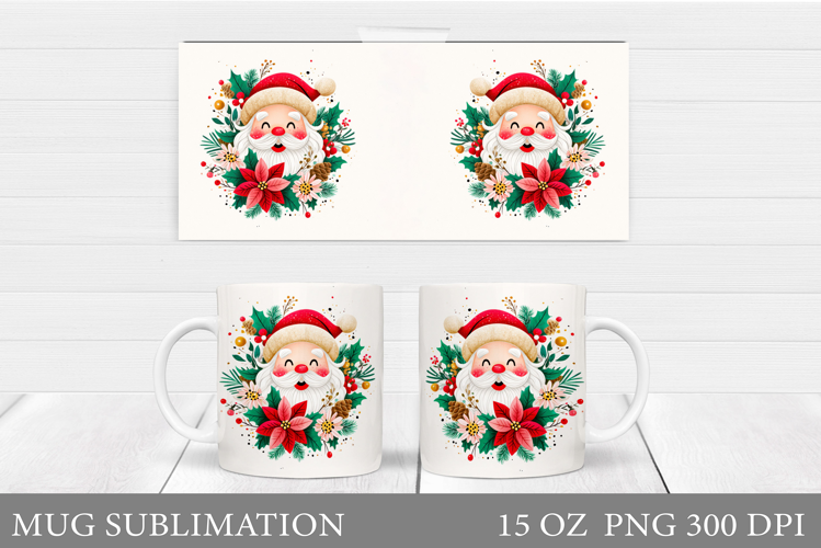 Santa Claus Mug Design. Christmas Mug Sublimation